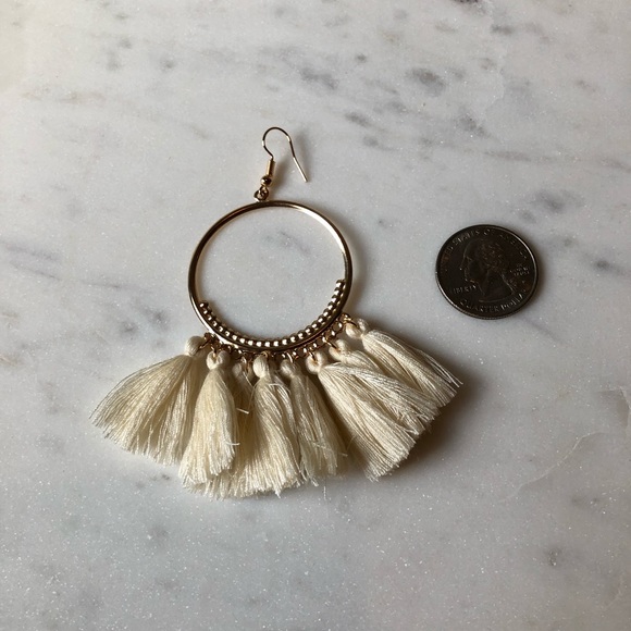 Mauve Tassel Hoop Earrings - Picture 4 of 4